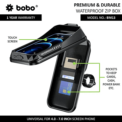 BOBO BM13 Waterproof Zip Box Bike / Cycle Phone Holder Motorcycle Mobile Mount BOBO BM13 Waterproof Zip Box Bike / Cycle Phone Holder Motorcycle Mobile Mount