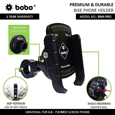 BOBO BM4 PRO Jaw-Grip Bike Phone Holder with Vibration Controller Motorcycle Mobile Mount BOBO BM4 PRO Jaw-Grip Bike Phone Holder with Vibration Controller Motorcycle Mobile Mount