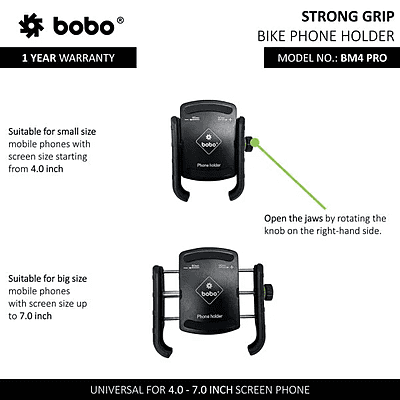 BOBO BM4 PRO Jaw-Grip Bike Phone Holder with Vibration Controller Motorcycle Mobile Mount BOBO BM4 PRO Jaw-Grip Bike Phone Holder with Vibration Controller Motorcycle Mobile Mount