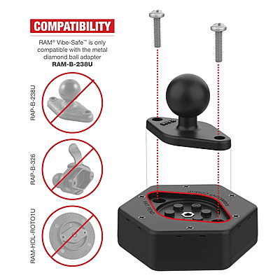 RAM® Vibe-Safe™ with NPT Adapter for 2-Hole Holders RAM® Vibe-Safe™ with NPT Adapter for 2-Hole Holders